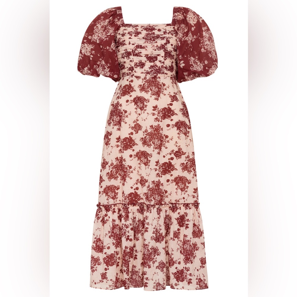 NWOT Anna Cate Puffed Sleeve Midi Dress S